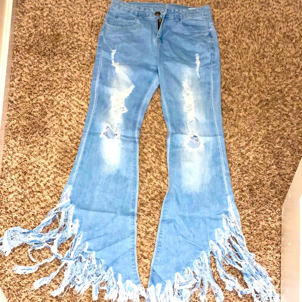 Ripped Bell Bottom Jeans (New Arrivals)